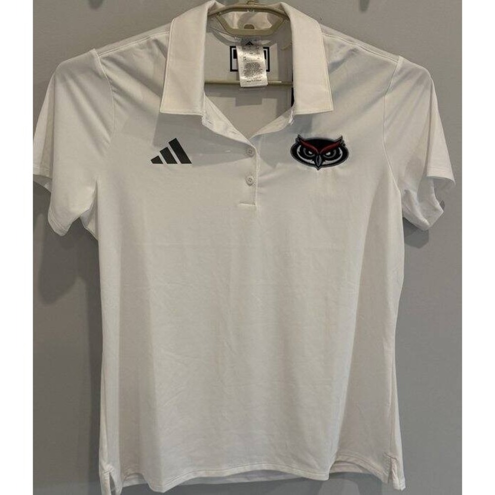 FAU Florida Atlantic University Adidas Womens White Short Sleeve Polo New L